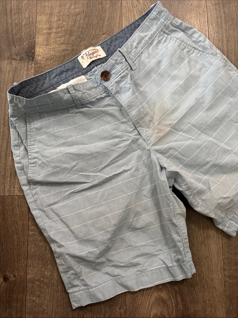 Original Penguin Light Blue Pinstripe Flat Front Shorts